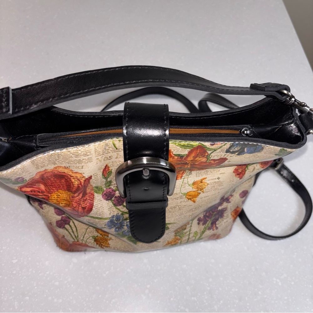 Patricia Nash Torri Crossbody Parisian Newspaper Floral Leather Dust Bag - Picture 7 of 13